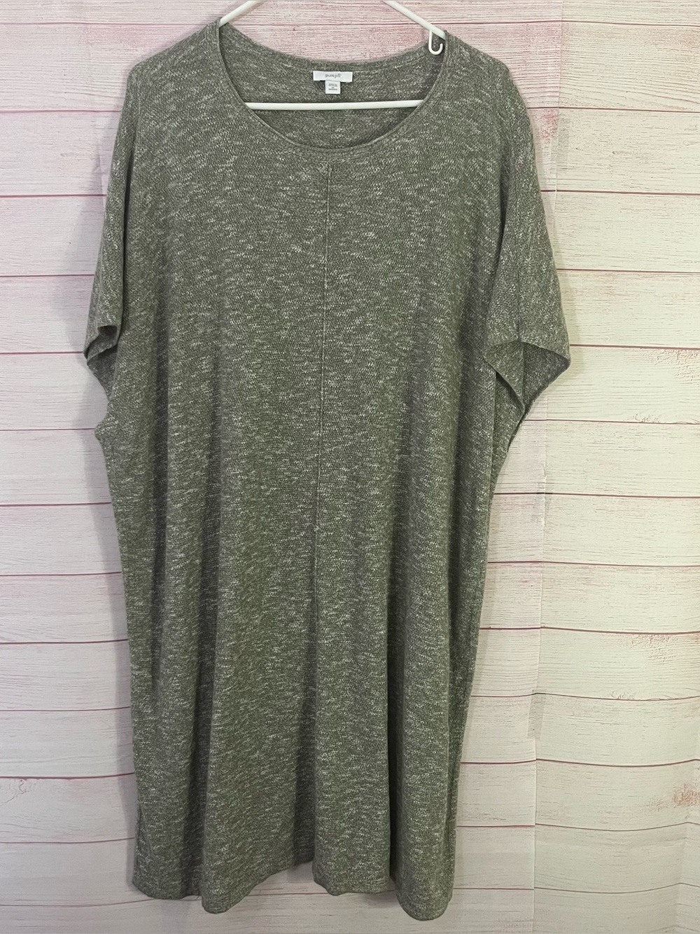 Pure Jill heathered green short sleeve sweater tunic‎ dress Size 2X
